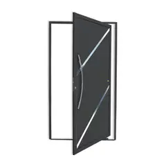 Brimak - Porta Pivotante e Friso Alumínio Cinza Esquerda 210x100x4,6cm Duna