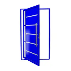 Brimak - Porta Pivotante e Friso e Visor Alumínio Azul Direita 210x120x4,6cm Miraggio