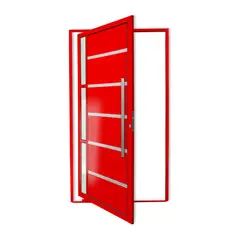Brimak - Porta Pivotante e Friso e Visor Alumínio Vermelho Direita 210x120x4,6cm Miraggio