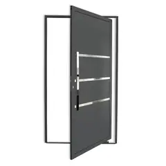 Brimak - Porta Pivotante e Friso Alumínio Cinza Esquerda 210x120x4,6cm Evolution