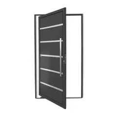 Brimak - Porta Pivotante e Friso Alumínio Cinza Direita 210x120x4,6cm Premium