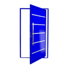 Brimak - Porta Pivotante e Friso Alumínio Azul Esquerda 210x120x4,6cm Premium