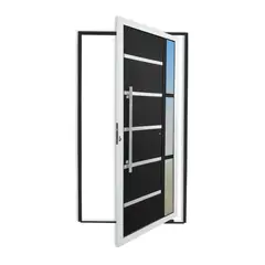 Brimak - Porta Pivotante e Friso e Visor Alumínio Mix Preto Esquerda 210x120x4,6cm Miraggio