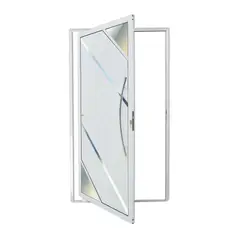 Brimak - Porta Pivotante Vidro e Friso Alumínio Branco Direita 210x120x4,6cm Oasis