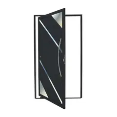 Brimak - Porta Pivotante Vidro e Friso Alumínio Preto Direita 210x120x4,6cm Oasis