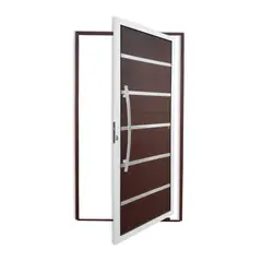 Brimak - Porta Pivotante e Friso Alumínio Mix Corten Esquerda 210x120x4,6cm Premium