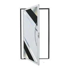 Brimak - Porta Pivotante Vidro e Friso Alumínio Mix Preto Direita 210x120x4,6cm Oasis