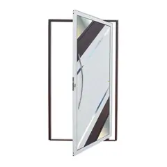Brimak - Porta Pivotante Vidro e Friso Alumínio Mix Corten Esquerda 210x120x4,6cm Oasis