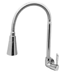Bognar Metais - Torneira para Cozinha com Acionamento 1/4 Volta com Tubo Flexível e 2 Jatos de Dispersão Parede