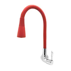 Bognar Metais - Torneira para Cozinha com Acionamento 1/4 Volta com Tubo Flexível e 2 Jatos de Dispersão Parede