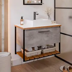 Mgm - Armário para Banheiro Vitta 60cm Porta Prateleira Cimento