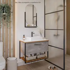 Mgm - Armário para Banheiro Vitta 80cm Porta Prateleira Cimento