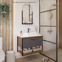 Mgm - Armário para Banheiro Vitta 80cm Porta Prateleira Titanium