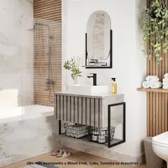 Mgm - Espelheira Banheiro com 1 Prateleira Cimento