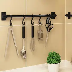 Just Home Collection - Barra Cozinha 8 Ganchos Preto