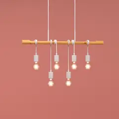 Just Home Collection - Pendente Hang 6 Lâmpadas E27 Nat/Bco