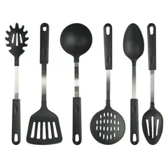 Casa Bonita - Utensilios Nylon com Suporte Preto