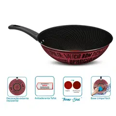 Rochedo - Frigideira Wok Antiaderente Decorada 28cm Viva Sabores