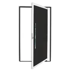 Brimak - Porta Pivontante Lambril Alumínio Com Puxador Mix Preto 210X100 Esquerda