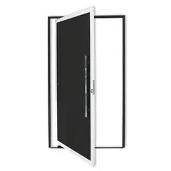 Brimak - Porta Pivontante Lambril Alumínio Com Puxador Mix Preto 210X120 Direita