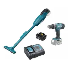 Makita - Combo Parafusadeira Furadeira Impacto 18V + Aspirador de Pó 18V Com 1 Bateria 3,0Ah Carregador