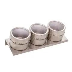 Coliseu Presente Ltda - Conjunto 3 Porta Temperos De Aco Inox 4,6x6,3x20,7cm