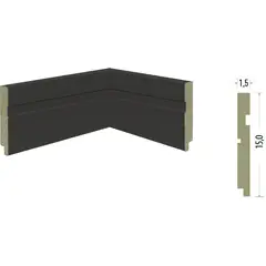Moldurama - Rodapé Em Mdf Ultra Preto Frisado 15 Cm X Barras de 2,40 Metros