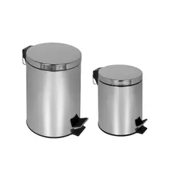 Just Home Collection - Conjunto com 2 Lixeiras 5L e 12L Inox