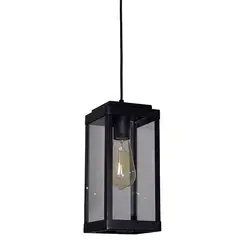 Ideal Iluminação - Pendente Vintage Quadrado Alumínio 1E27 Vidro Transparente 781 Preto Microtexturizado
