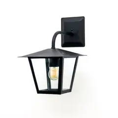 Ideal Iluminação - Arandela Aço Fosfatizado 1 E27 L-4-B Vintage Vidro Transparente Preta Microtexturizada