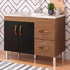 Mgm - Balcão Cozinha Karson 94 Cm Amendoa/Preto