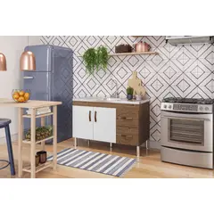 Mgm - Balcão Cozinha Karson 1,14 Mt Amendoa/Branco