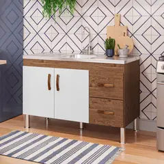 Mgm - Balcão Cozinha Karson 1,14 Mt Amendoa/Branco