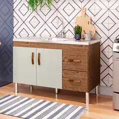 Mgm - Balcão Cozinha Karson 1,14 Mt Amendoa/Off White