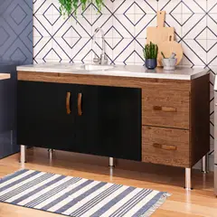 Mgm - Balcão Cozinha Karson 1,44 Mt Amendoa/Preto