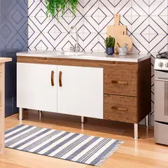 Mgm - Balcão Cozinha Karson 1,44 Mt Amendoa/Branco