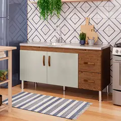 Mgm - Balcão Cozinha Karson 1,44 Mt Amendoa/Off White