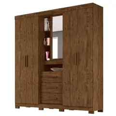 Moval - Guarda Roupa Eldorado Espelho Castanho Wood 212x195x47 em MDP Móveis