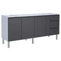 undefined - Gabinete para Cozinha em Aço Gaia Flat 195cm Preto Cozimax