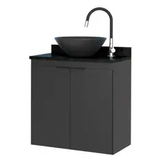 Cozimax - Gabinete de Banheiro em Madeira Aster 60 Preto com Granito 41,9x60x61cm