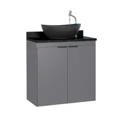 Cozimax - Gabinete de Banheiro em Madeira Aster 60 Cinza com Granito 41,9x60x61cm