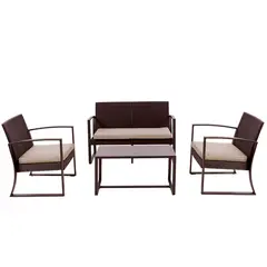 Just Home Collection - Conjunto Estar Rattan Mendoza 4 Peças