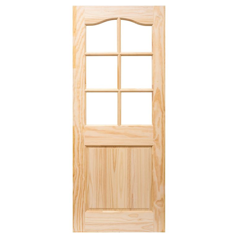 Puerta Pino 2 Paneles 6 Vidrios con Vidrio