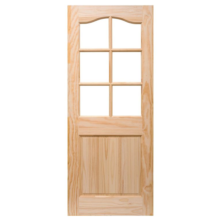Puerta Pino 2 Paneles 6 Vidrios con Vidrio