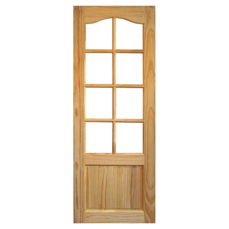 Puerta Pino 2 Paneles 8 Vidrios con Vidrio