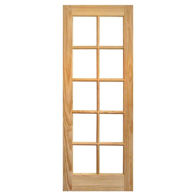 Puerta Pino 2 Paneles 10 Vidrios con Vidrio