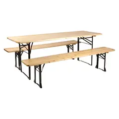KLIMBER - Mesa Plegable con Bancos Rectangular 200 cm Madera