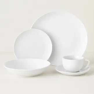 JUST HOME COLLECTION - Juego de Loza 30 Piezas Porcelana Redondo Blanco