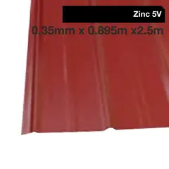 BOLKOW - Plancha Recubrimiento Zinc 5V 0.35 mm 89.5x250 cm Rojo AZM100