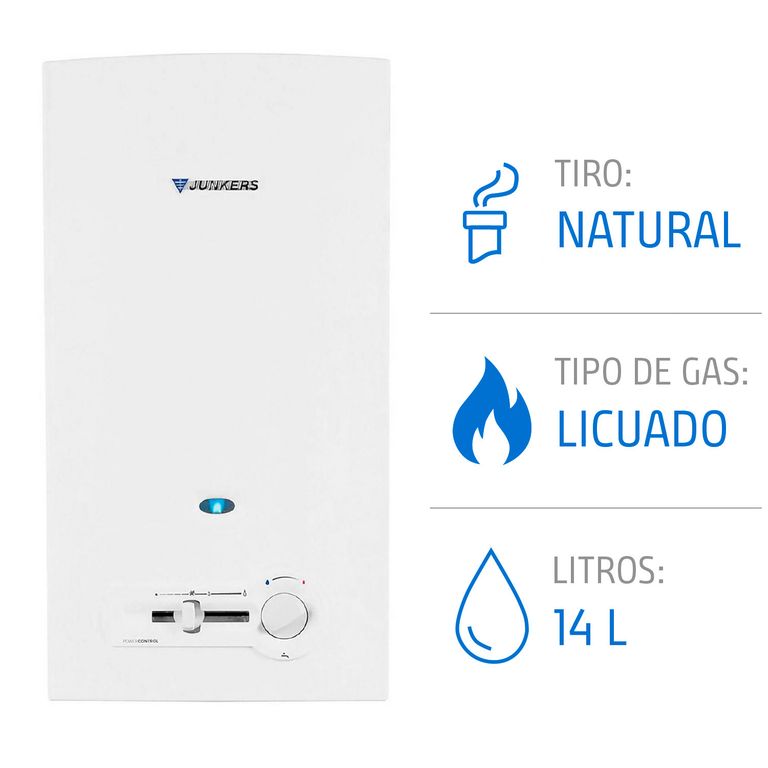 Calefont 14 Litros Gas Licuado Tiro Natural Chispero